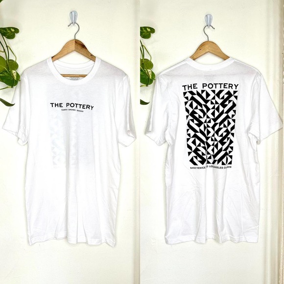 The Pottery Cannabis Brand Black + White Geometric Graphic Logo Tee Shirt L - Picture 1 of 9